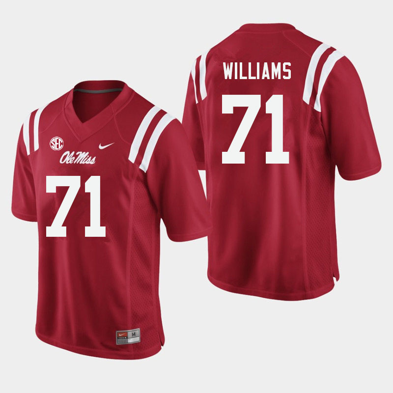 Men #71 Jayden Williams Ole Miss Rebels College Football Jerseys Sale-Red